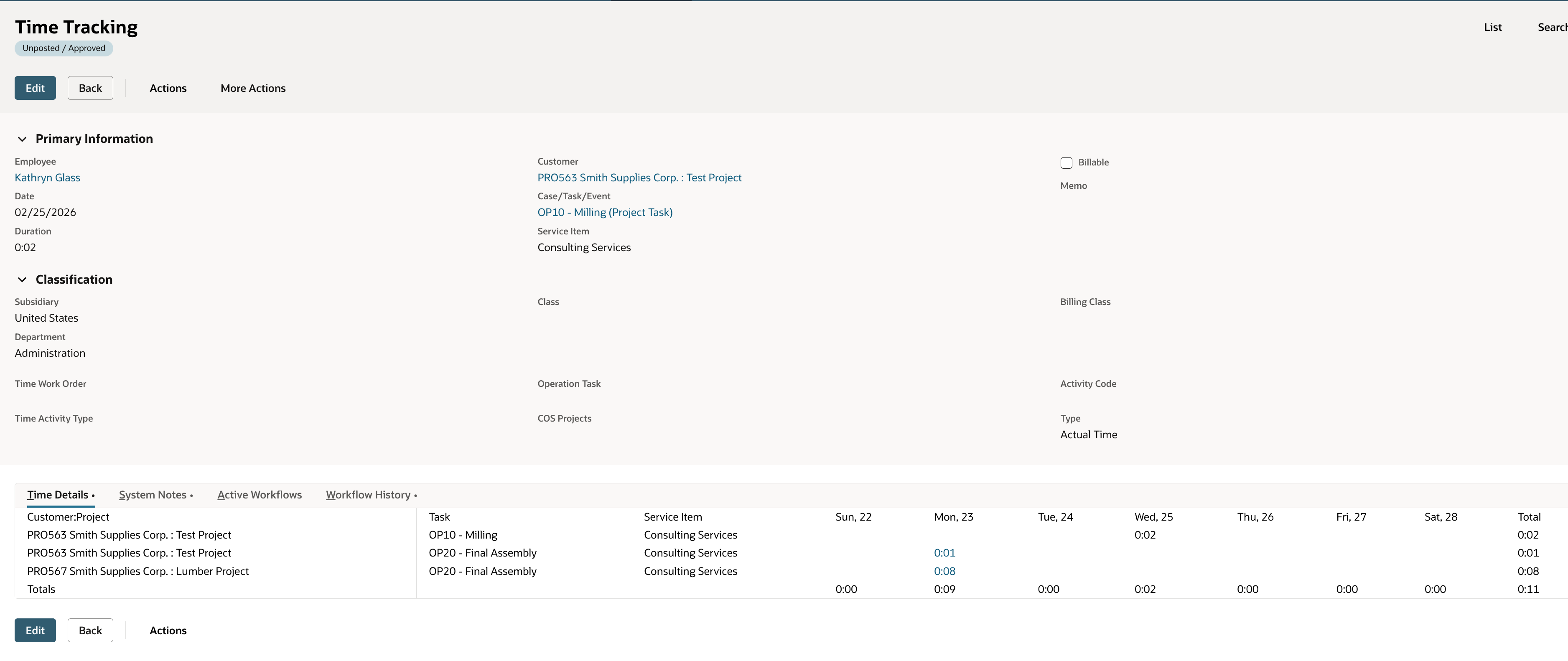 Auto-created time entries